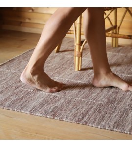 Tapis Laine LHENA BRUN ROSE L 140 x 200 cm