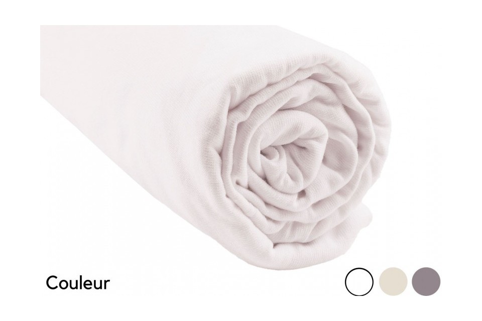 Drap Housse Jersey - 160 X 200 Cm - Coloris: Blanc - 100% Coton