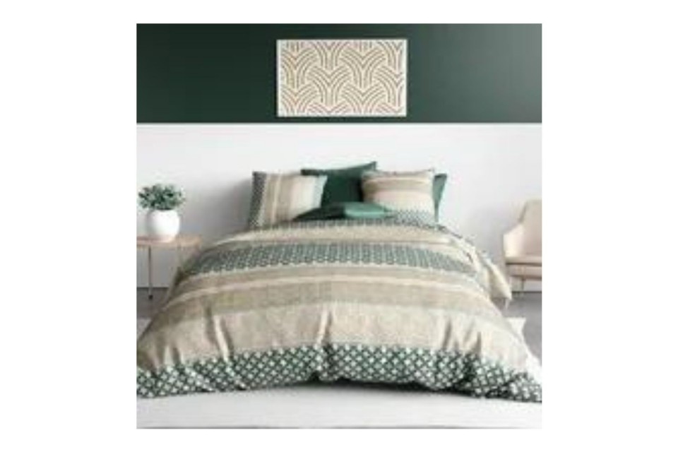 Parure de lit - Housse de couette réversible Percale de Coton 71 fils + taie Campo 220x240 cm