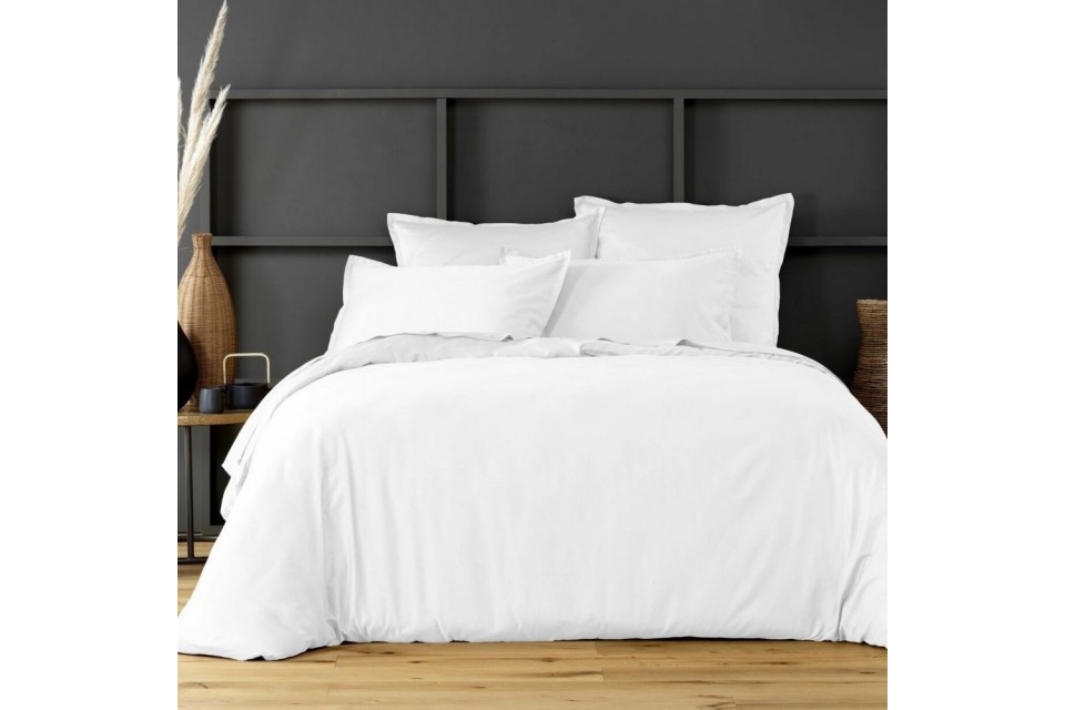 Housse de couette 220x240 Satin de Coton Blanc