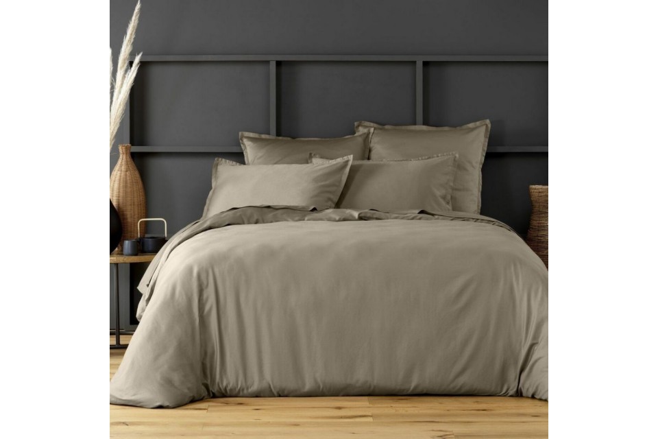 Housse de couette 220x240 Satin de Coton Sable