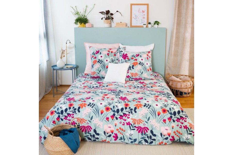 Parure de lit Coton Bio Flore 220 x 240 cm