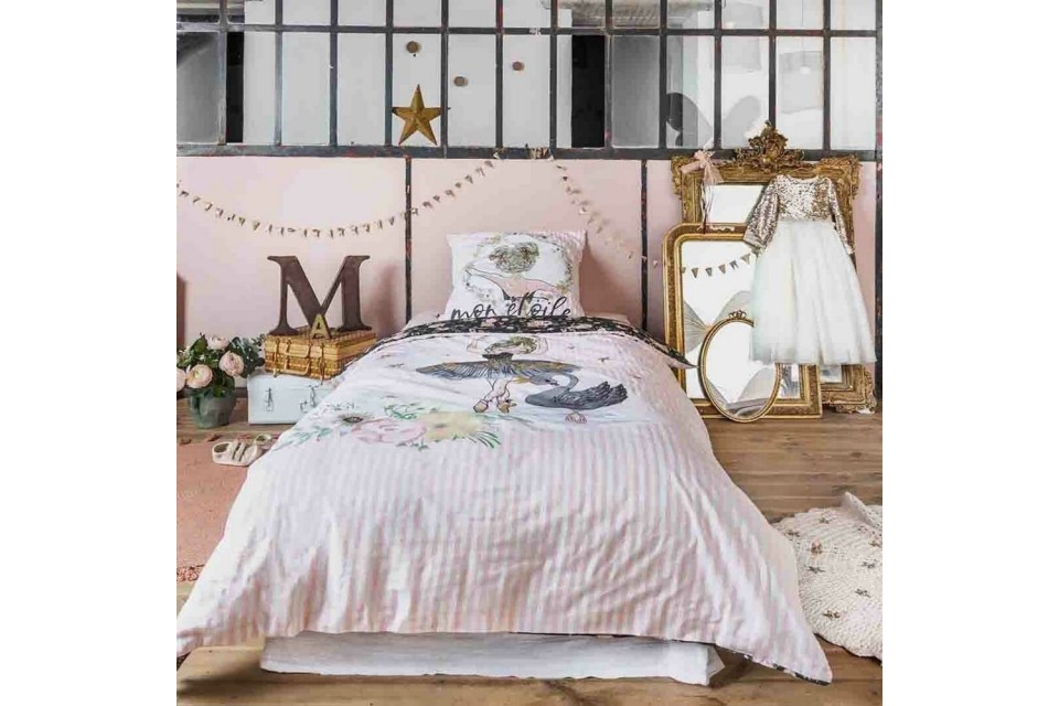 Housse de couette 140x200 + 1 taie d'oreiller 63x63 Mon Etoile