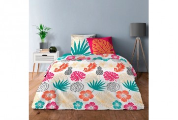 Housse de couette 240x260 cm + 2 taies d'oreiller Caraibe Rose