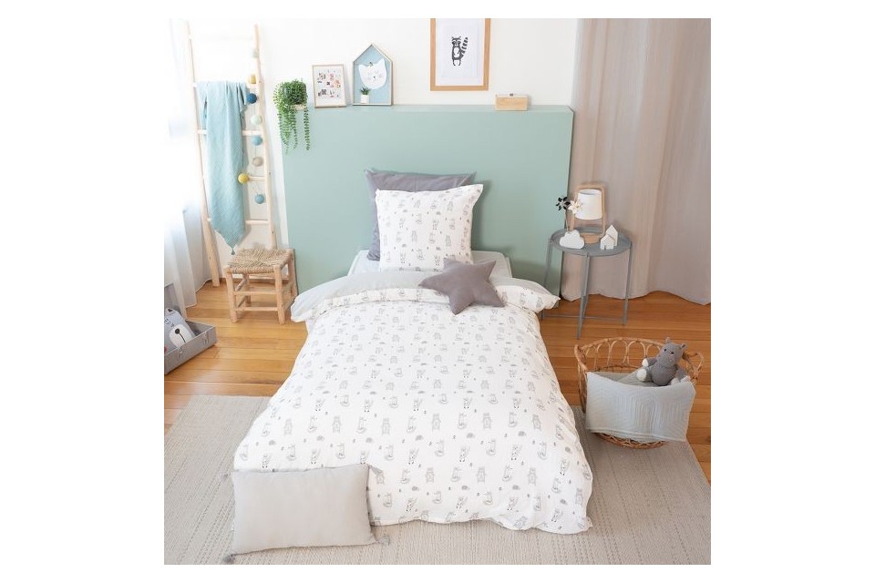 Housse de couette 140x200 + 1 taie d'oreiller 63x63 Coton Bio Save