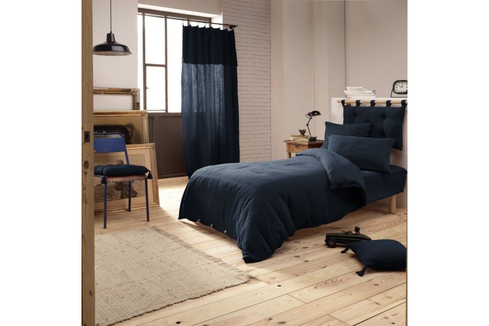 Housse de couette 140x200 Gaze de Coton Minuit