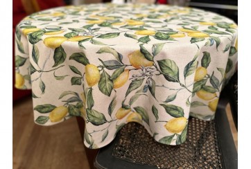 Nappe Ronde Lin Citron 190 cm