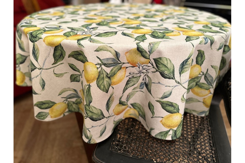 Nappe Ronde Lin Citron 140 cm