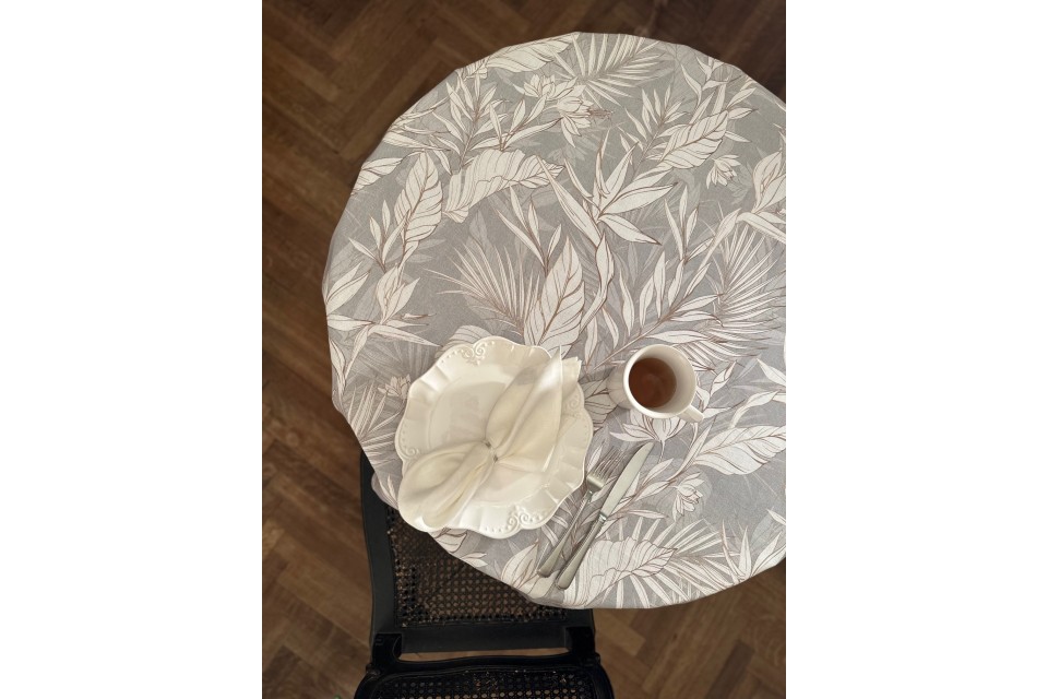 Nappe Ronde Tropic Gris 190 cm