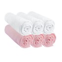 Drap housse 60x120 Bébé Coton Rose + Blanc (Lot de 6)