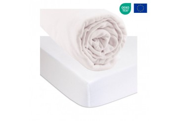 Drap housse 90x190 cm Coton BIO blanc + Alèse Coton BIO