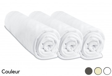 Lot de 3 draps housse Coton - 70x160 - blanc