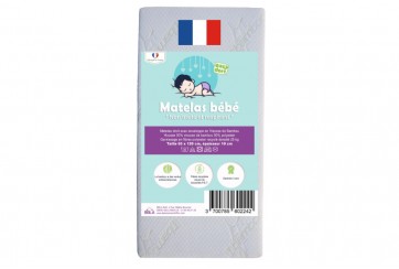 Matelas 60x120 DROIT Lit bébé ou Lit parapluie en Bambou