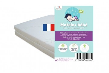 Matelas PLIANT 60x120 Lit bébé ou Lit parapluie en Bambou