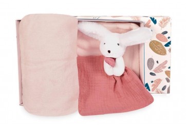 Coffret Plaid et Doudou rose - happy boho