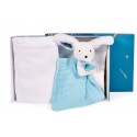 Coffret Plaid et Doudou bleu blanc - happy pop