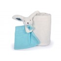 Coffret Plaid Blanc et Doudou Bleu - happy pop