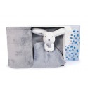 Coffret Plaid et Doudou gris bleu - happy glossy