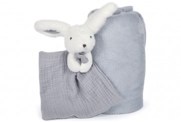 Coffret Plaid et Doudou gris bleu - happy GLOSS