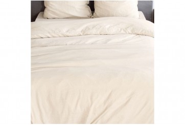 Parure de lit 240x260 cm 100% Microfibre Lavé Sable